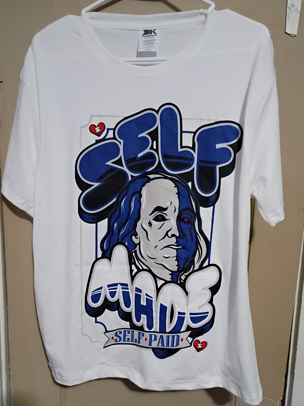 Self Made Graphic Tee - White with Blue Print